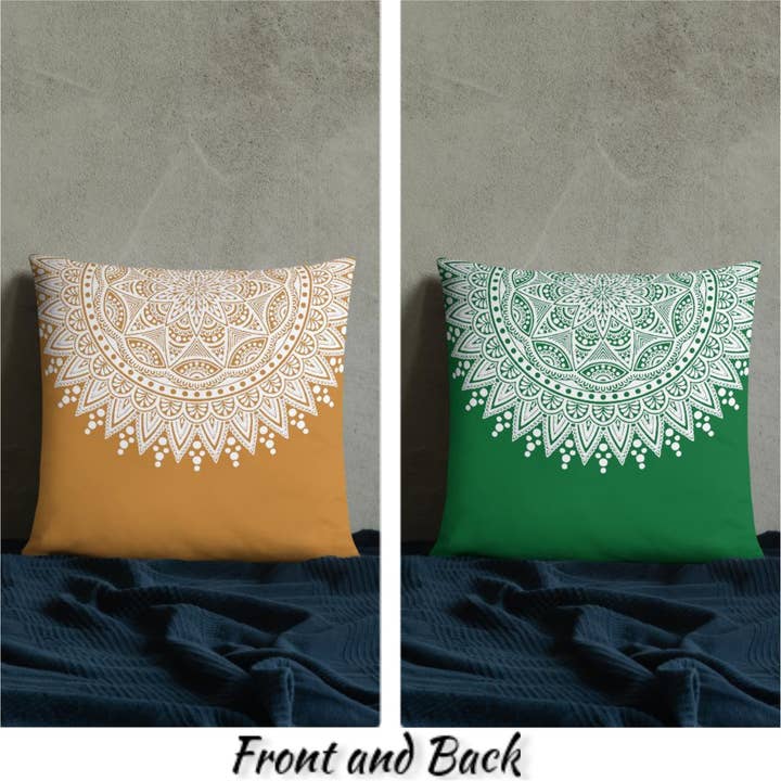 Gelber Senf und grüner Mandala-Kissen für den Großhandel von Cushion Covers Store