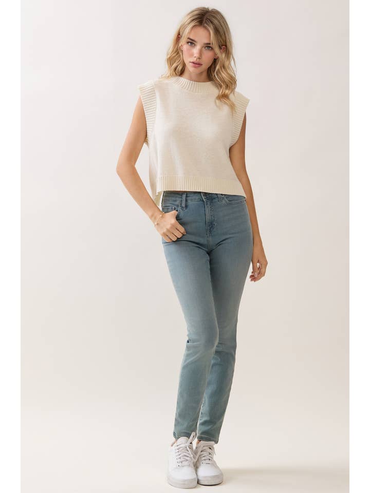 TCEC - Wholesale Sweater Vest - Women's - CW2611-Soft Knit Ribbed Edges Detail Open Back Vest6