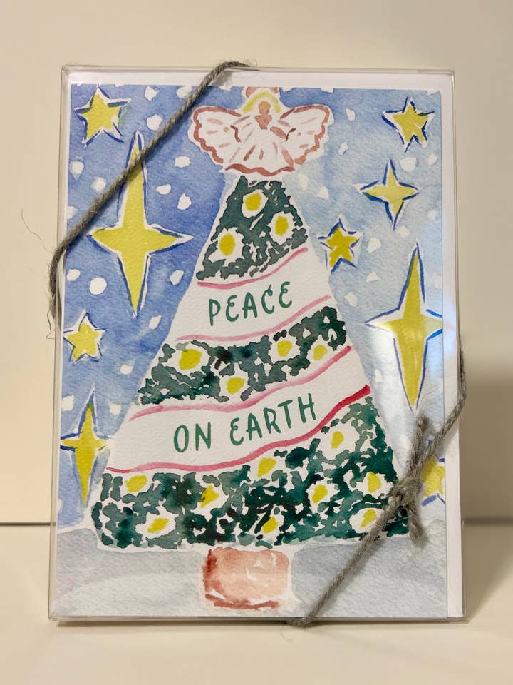 Watercolor Christmas Card Gift Set of 6 (5x7") for wholesale by Catherine Davis Studio