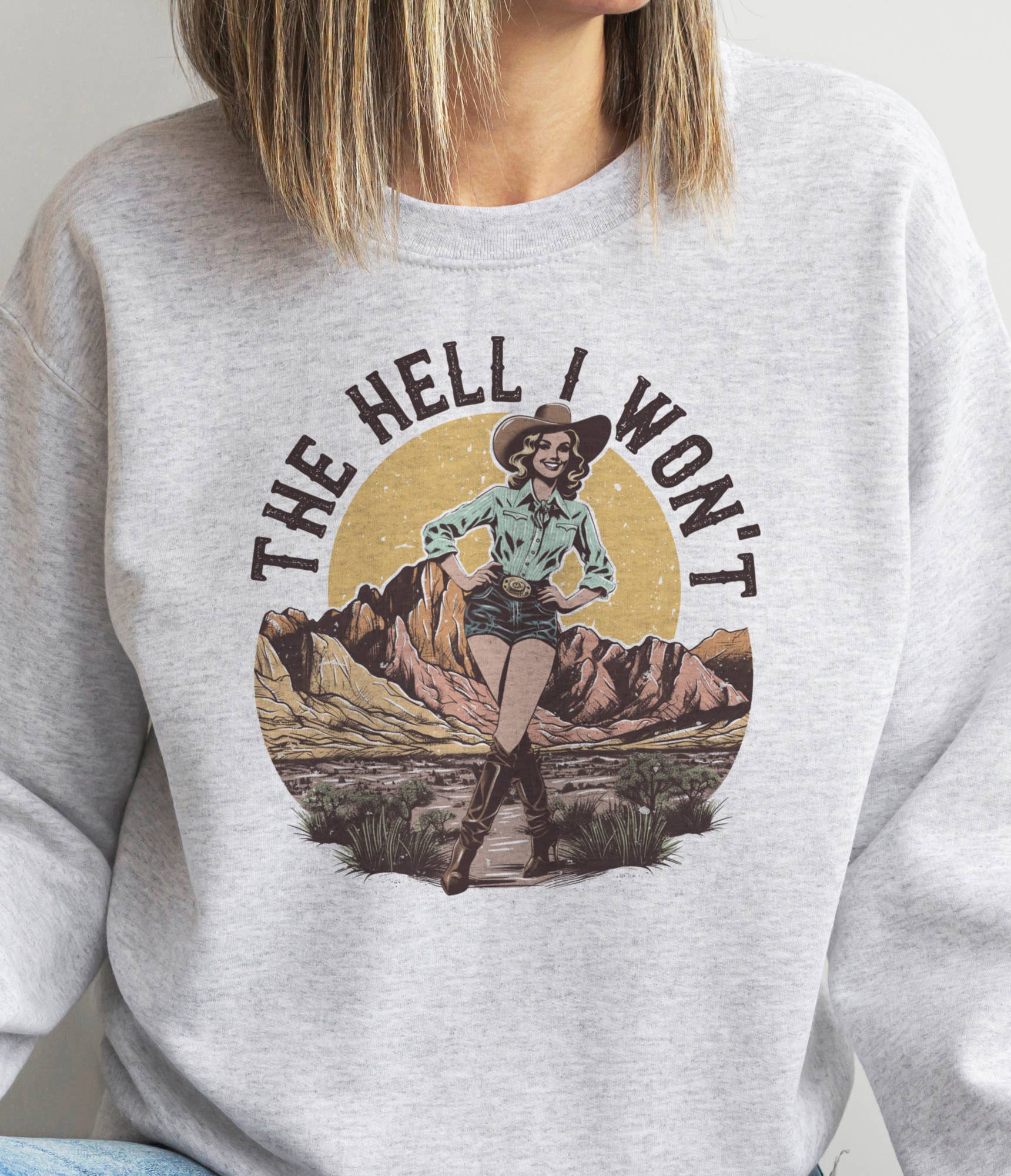Par.tees by Party On! - Wholesale Graphic Sweatshirt - Women's - Retro Western The Hell I Won't Country Graphic Sweatshirt2