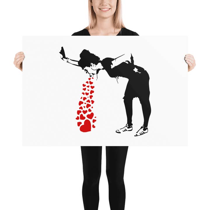 Art-O-Rama Shop – Poster por atacado – Cartaz da arte de Banksy Lovesick Girl Whowing Up Hearts17