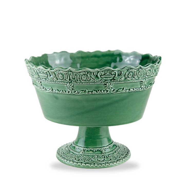 Renaissance Italian Green Stemmed Fruit Bowl for wholesale by Arte Italica & Crown Linen Designs