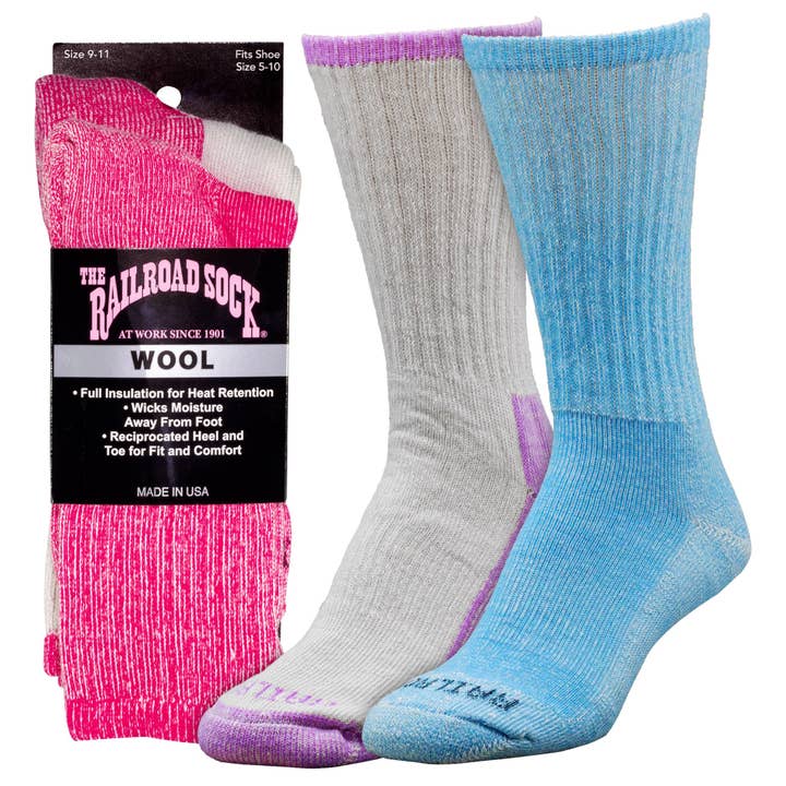 Women's Antarctic Wool Crew Socks (2pr) for wholesale by Railroad Sock llc