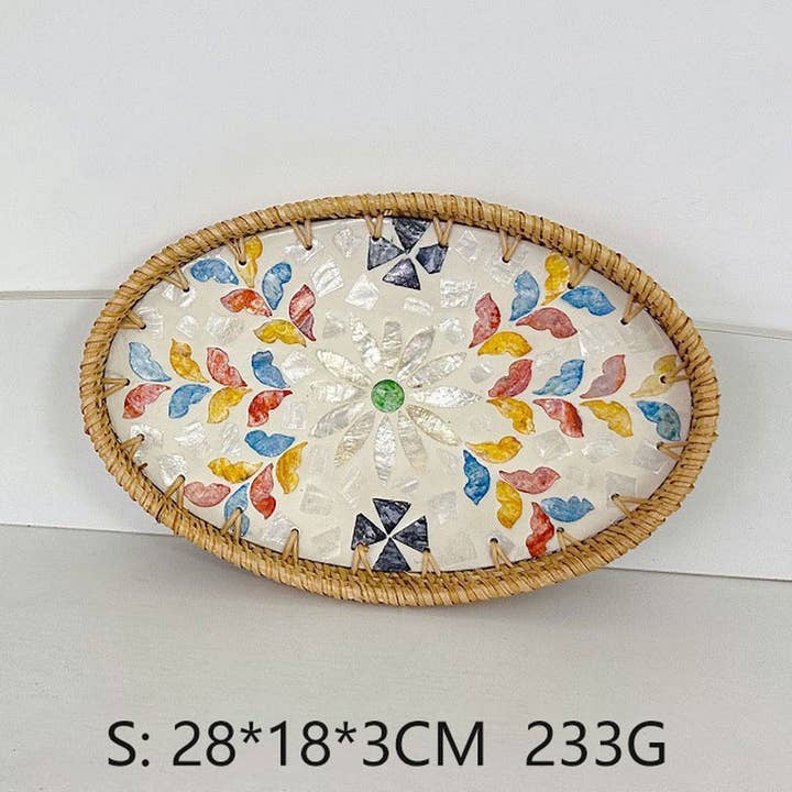 RATTAN OVAL FRUIT TEA SHELL TRAY STORAGE BASKET_CWMM4502 for wholesale by ACCITY