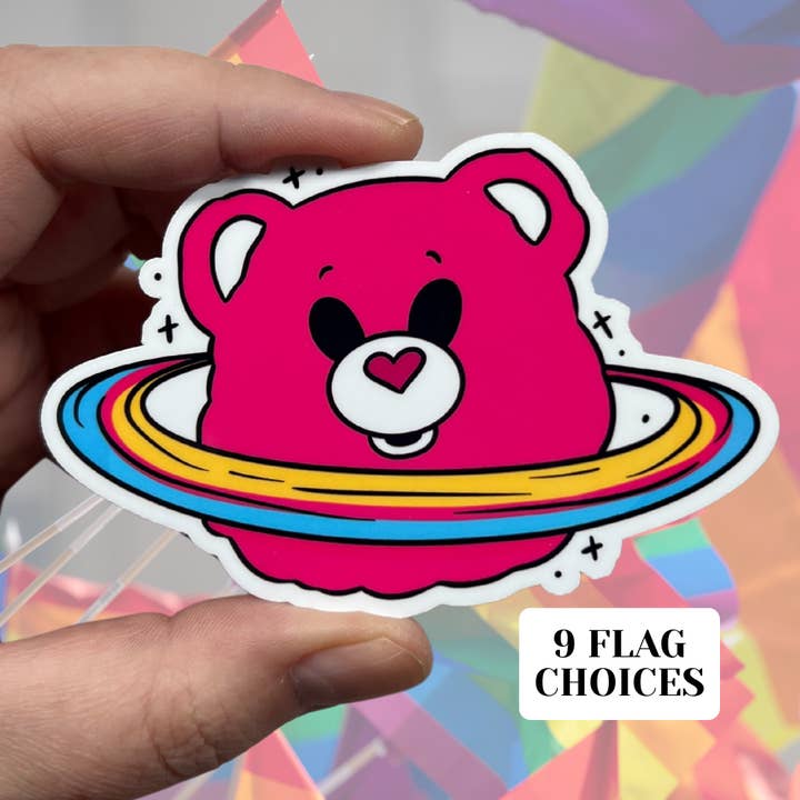 Pansexual Care Bear Planet Glossy Vinyl Sticker for wholesale by familiar sadie