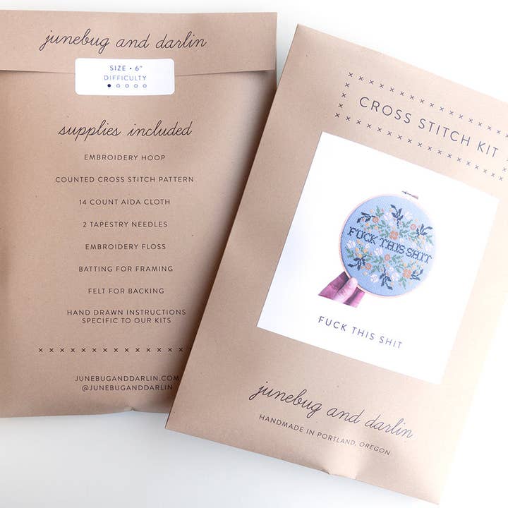 Junebug and Darlin – Großhandel Kreuzstich-/Stickzubehör – 'Fuck This Shit' Stickerei-Set mit Blumenmuster4