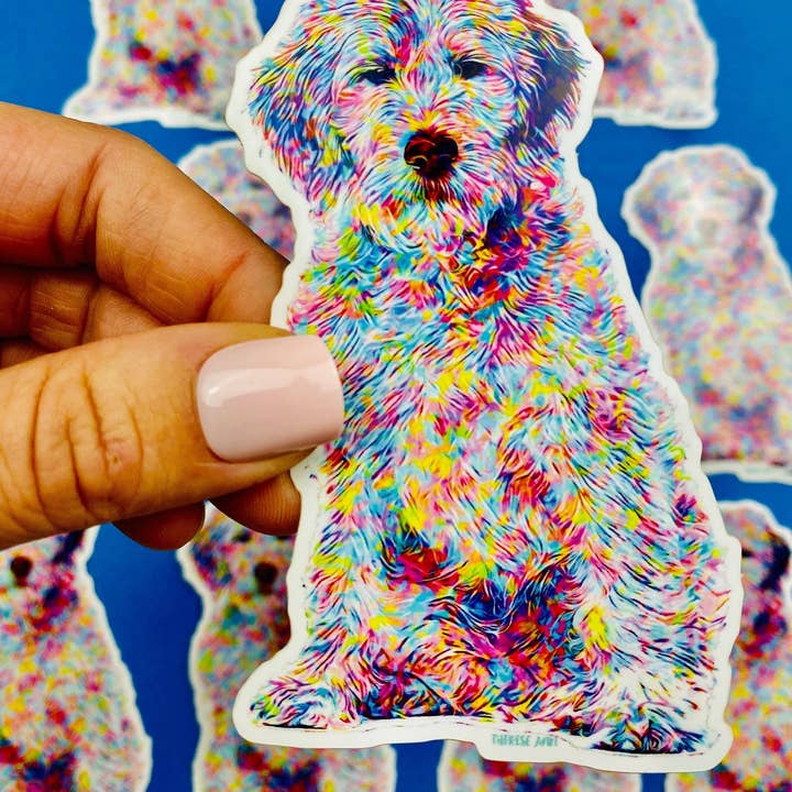 Golden Doodle Sticker Colorful Abstract Cute Doodle Dog for wholesale by Otto's Grotto