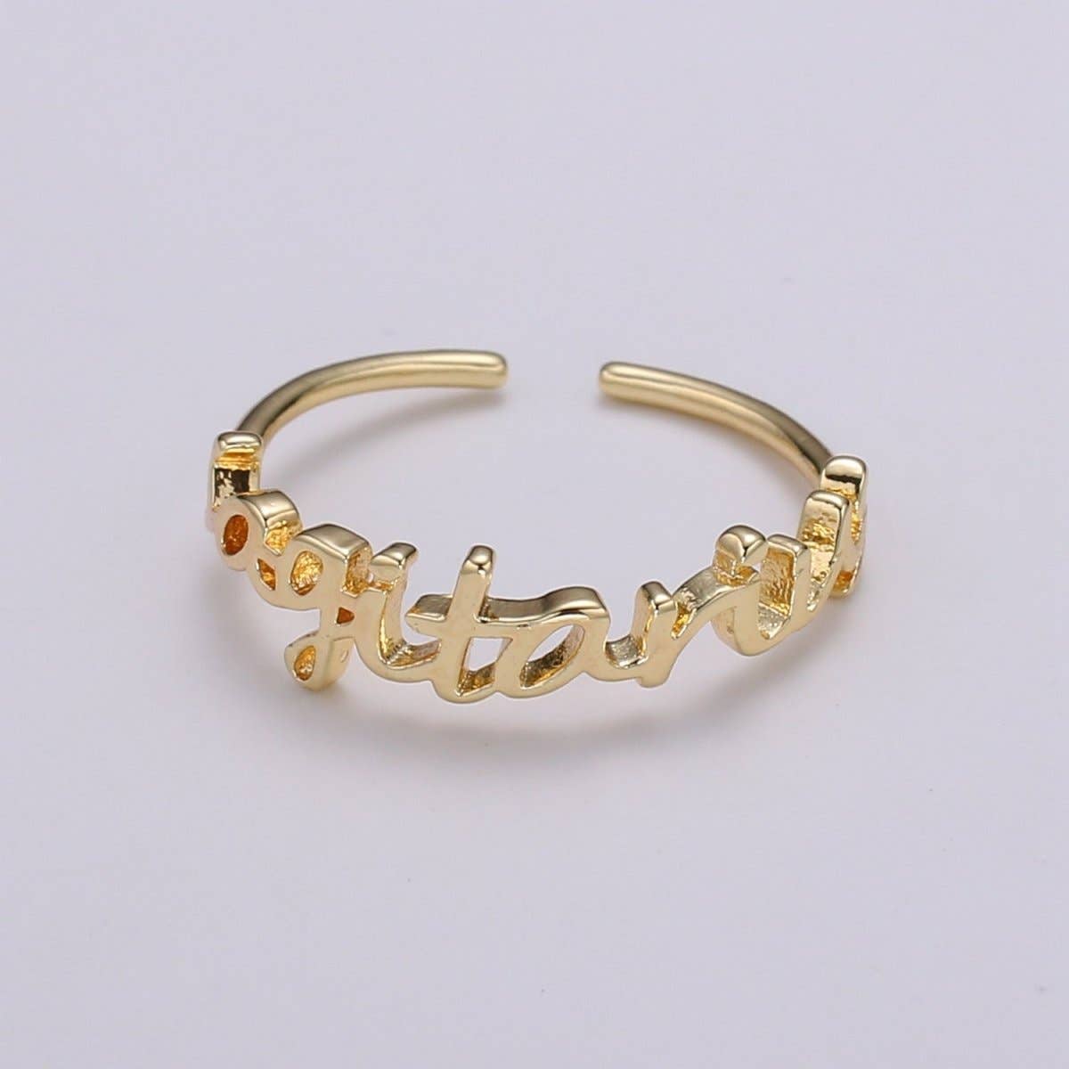 Aim Eternal - Wholesale Band/Stacked Ring - Gold Zodiac Ring Words Gold Ring, Astrology Horoscope Ring Birthday Personalized Gift Open Adjustable Ring for Stacking Ring Midi Ring R-422-R-43314