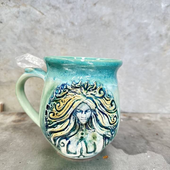 Carys Martin Ceramics - Wholesale Coffee Mug - Ocean Goddess Quartz Crystal Mug