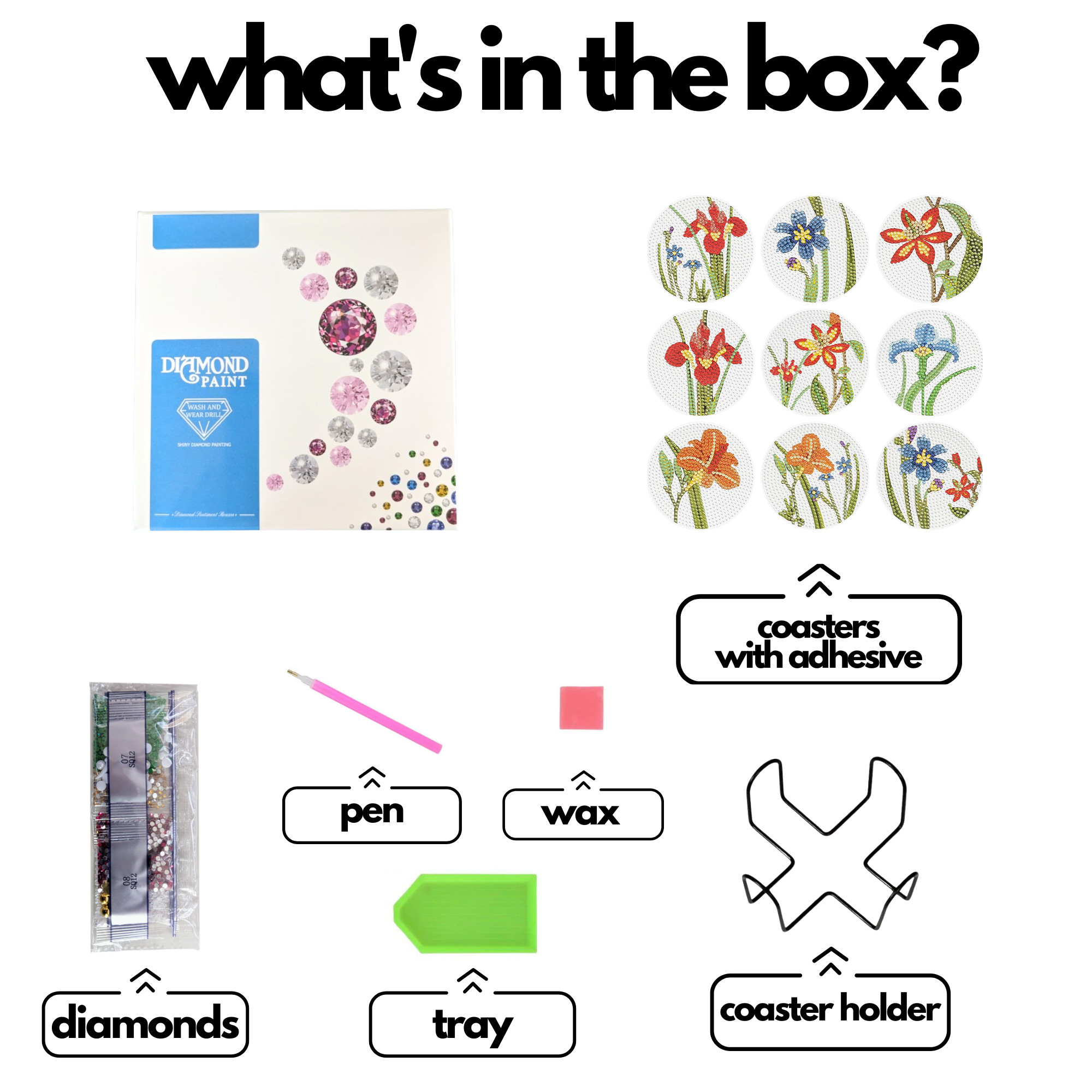 Diamond Brands - Wholesale DIY Craft Kit - Spring Flowers DIY Diamond Art Coaster Set2