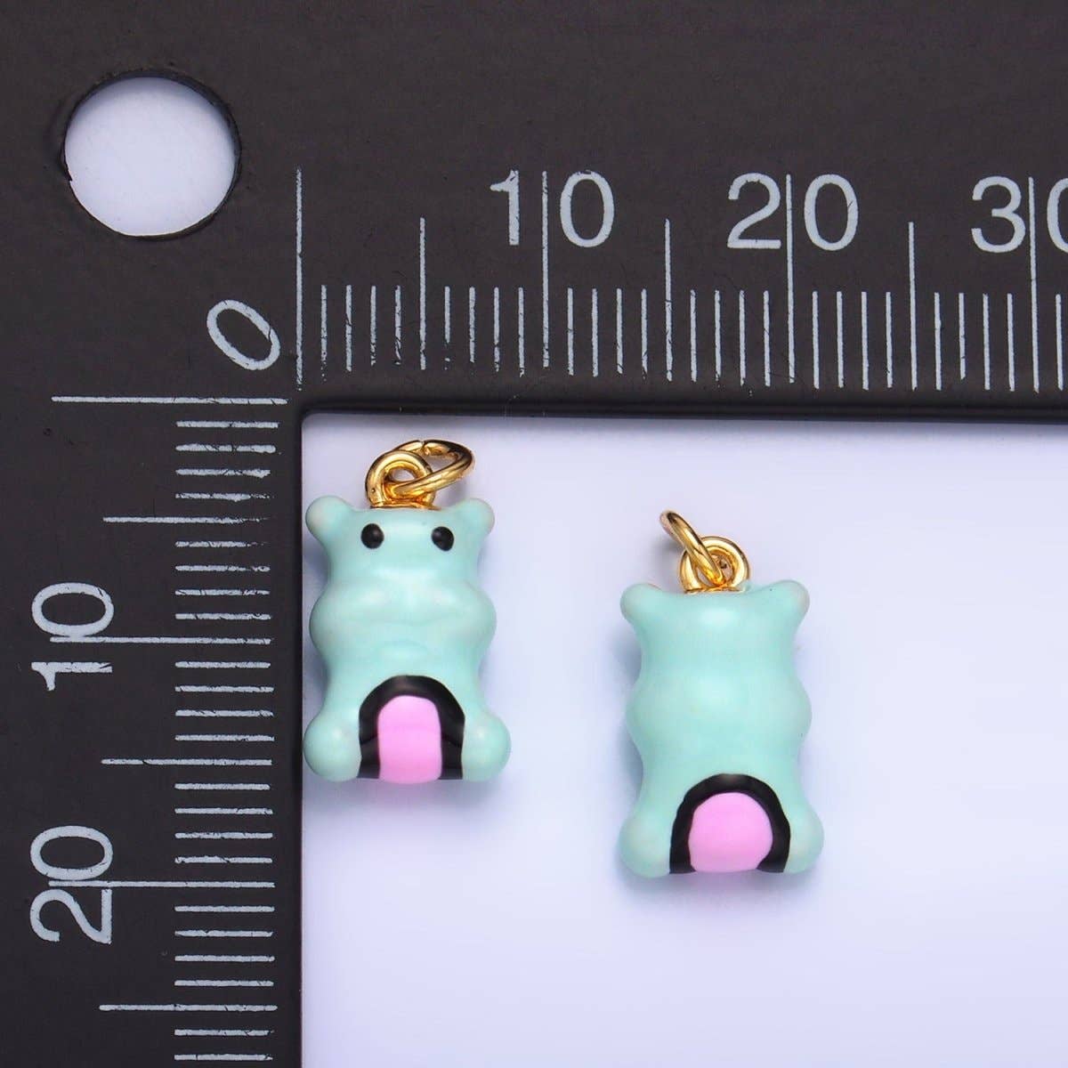 Aim Eternal - Wholesale Individual Charm/Pendant - 24K Gold Filled Blue Rotund Hippopotamus Multidimensional 3D Animal Charm | W2591