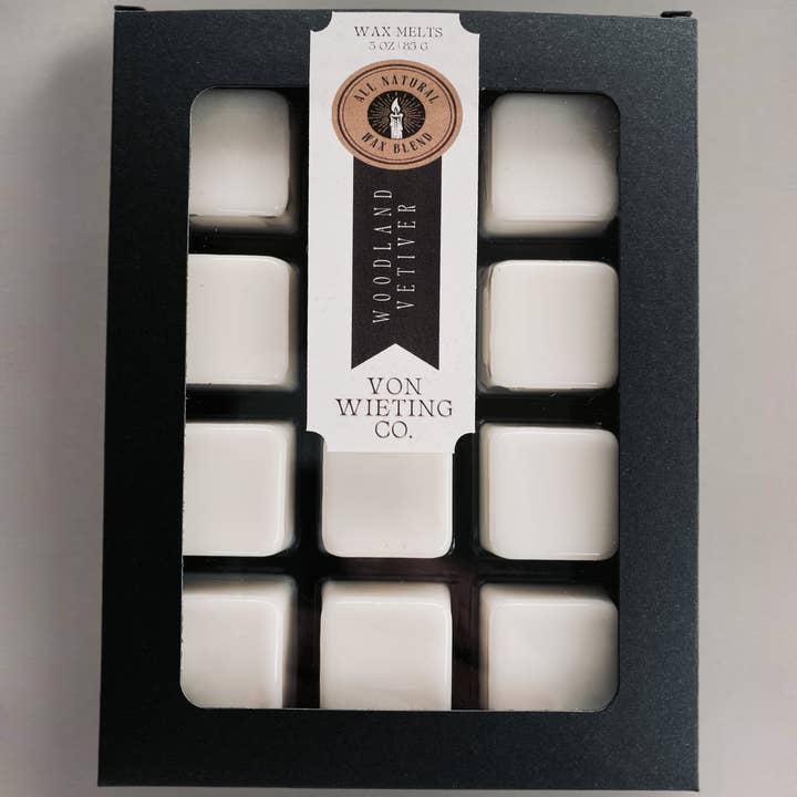 Woodland Vetiver Wax Melts for wholesale by Von Wieting Co.