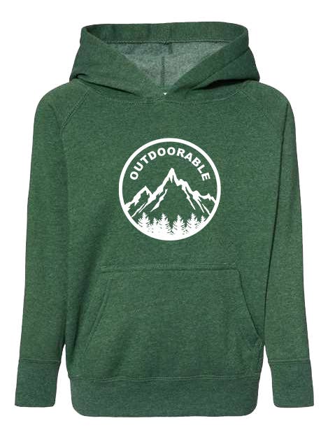 Mosgroen met witte outdoor hoodie voor wholesale door Outdoorable Apparel
