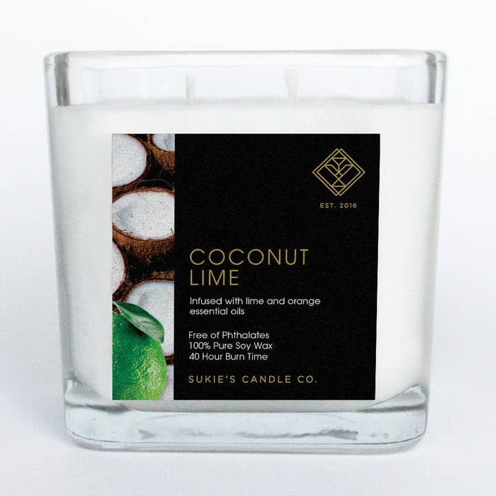 Coconut Lime 100% Pure Soy Double Wick Candle for wholesale by Sukie's Candle Co.
