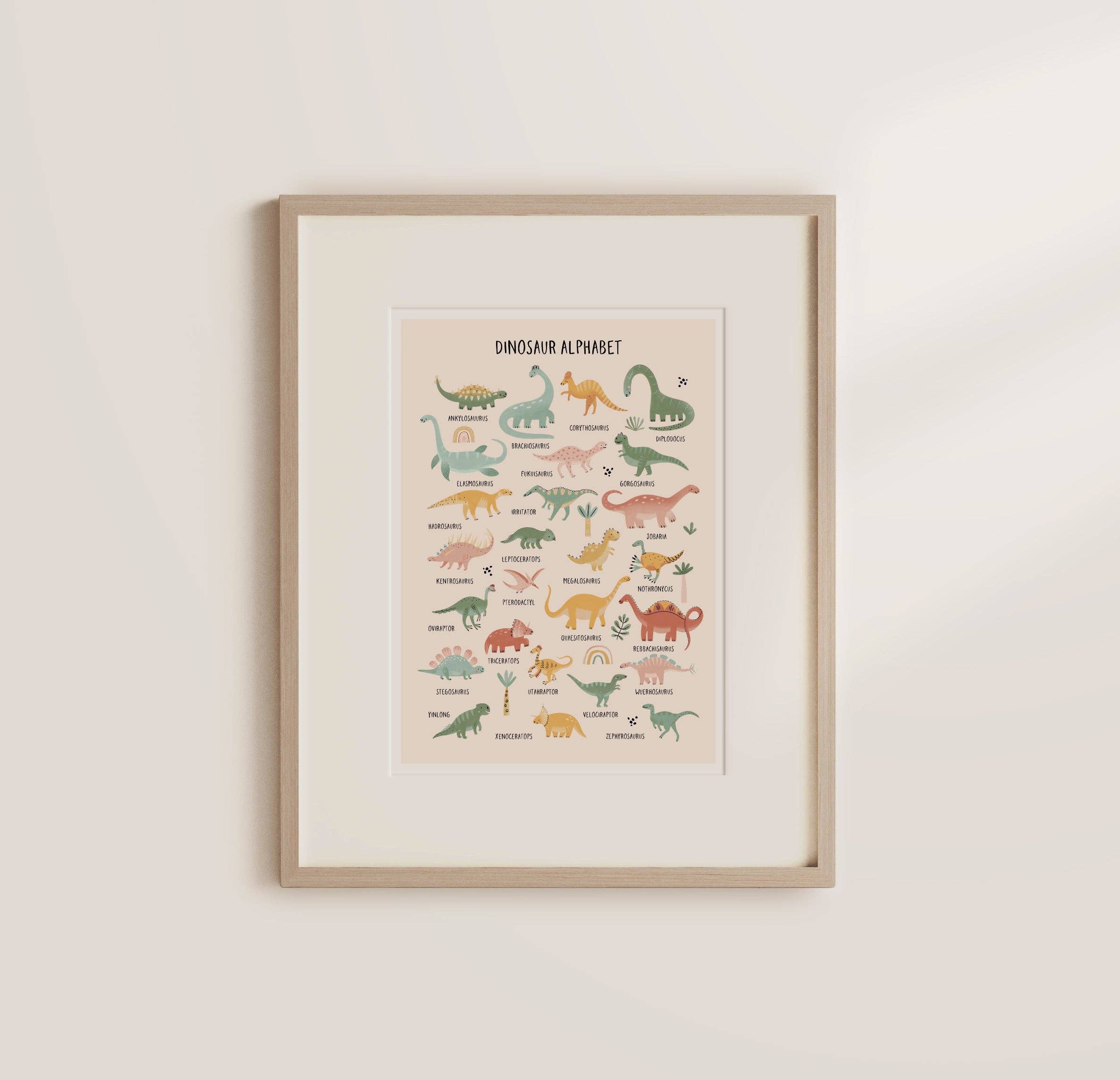 Folk + Nest™ - Wholesale Kunstprint - Kinderen en baby - Dino alfabet print