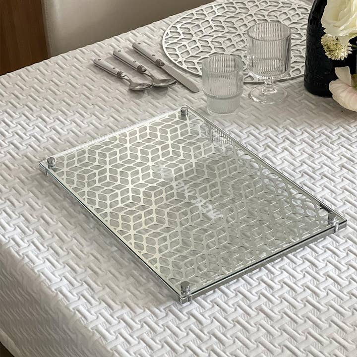 Glass and Mirror Laser Cut Challah Board for wholesale by Boker-Tov Shalom