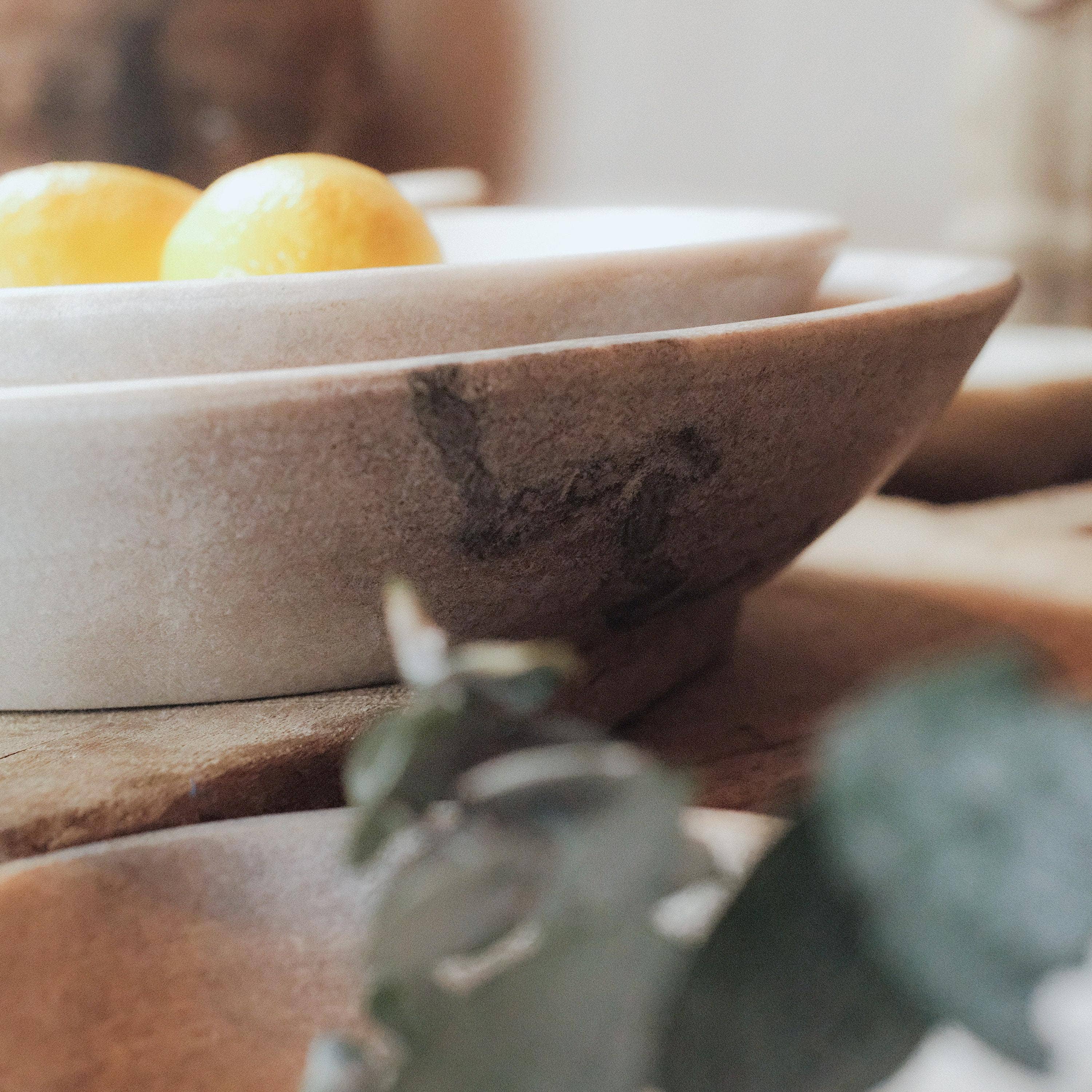 Golden Oldies Antiques – wholesale Decorative plate/dish/bowl – Hand-Carved White Marble Bowl – Available in 6", 8", and 12"4