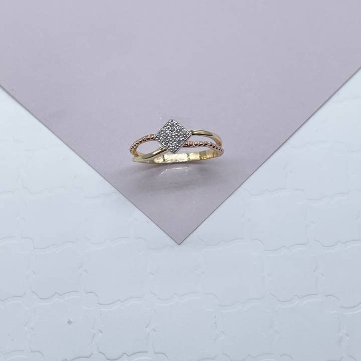 Milie - Wholesale Multi-Stone Ring - 18k GF Ring Featuring Square Shape With Nine CZon Top