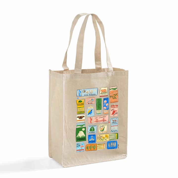 California Matchboxes Shopper Tote for wholesale by doodles.ink.