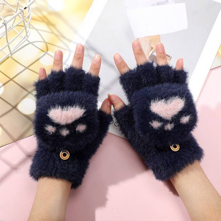 NINEXIS - Wholesale Gloves - Women's - CWAG00552_CUTE CAT PAW BEAR CLAW KNIT GLOVES5