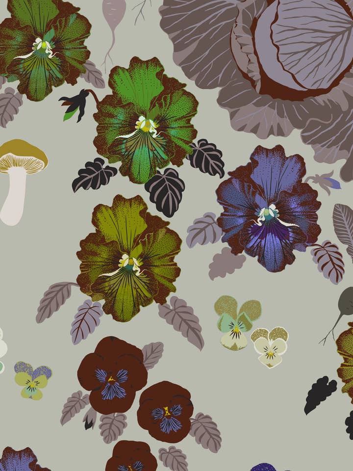 Pansy Giftwrap for wholesale by Kate Blairstone