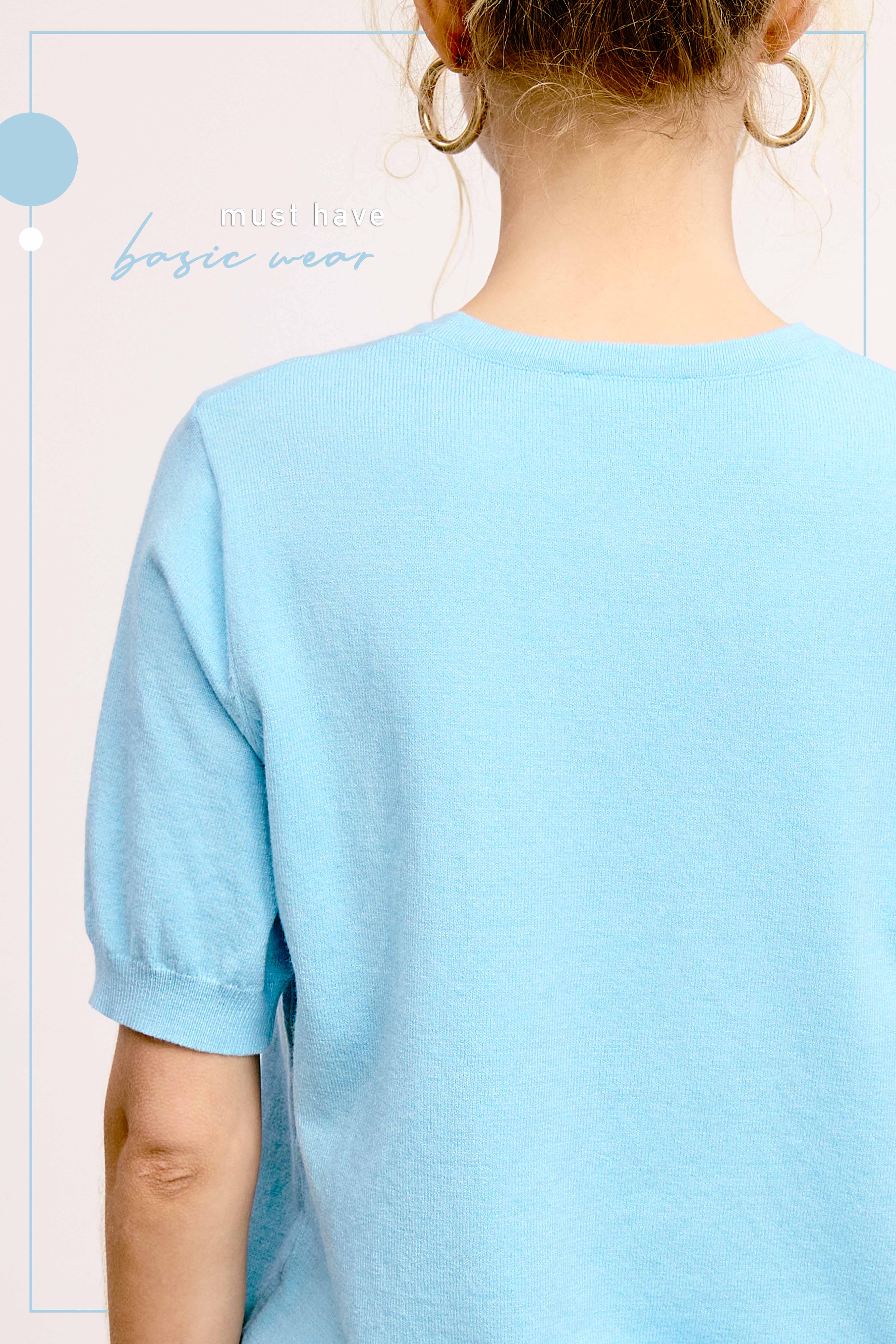 La Miel - Vente Pull en maille – femme - Haut en tricot extensible basique à manches courtes et bouffantes MCS360018