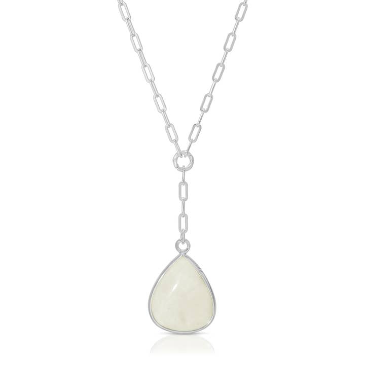 Pendant Y-Necklace | Moonstone with Silver Chain for wholesale by My Fun Colors