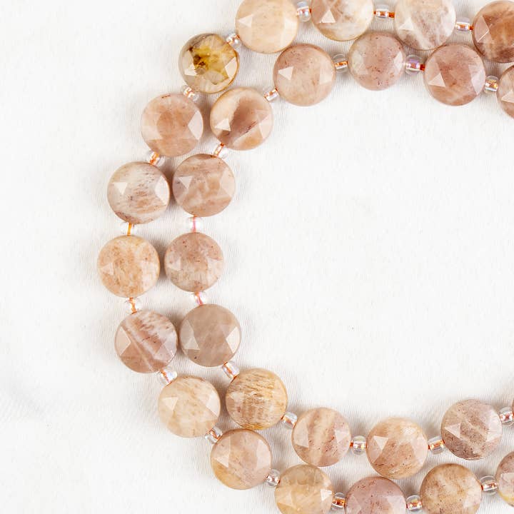 Soothing Crystals Beads - Wholesale Beads - Heishi Disc Beads | Peach Moonstone | Flat Crystal Beads5