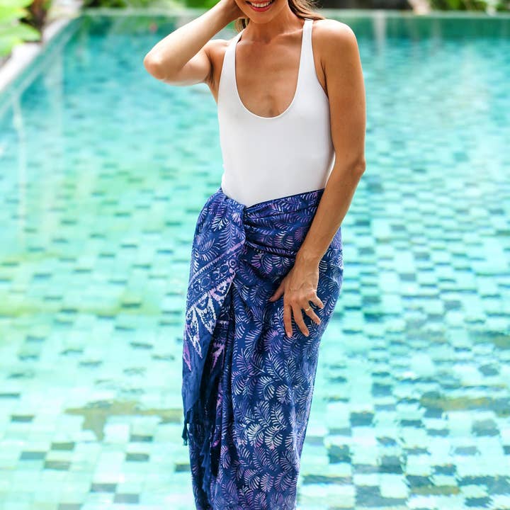 Peaceful Fronds Batik Rayon Sarong for wholesale by NOVICA