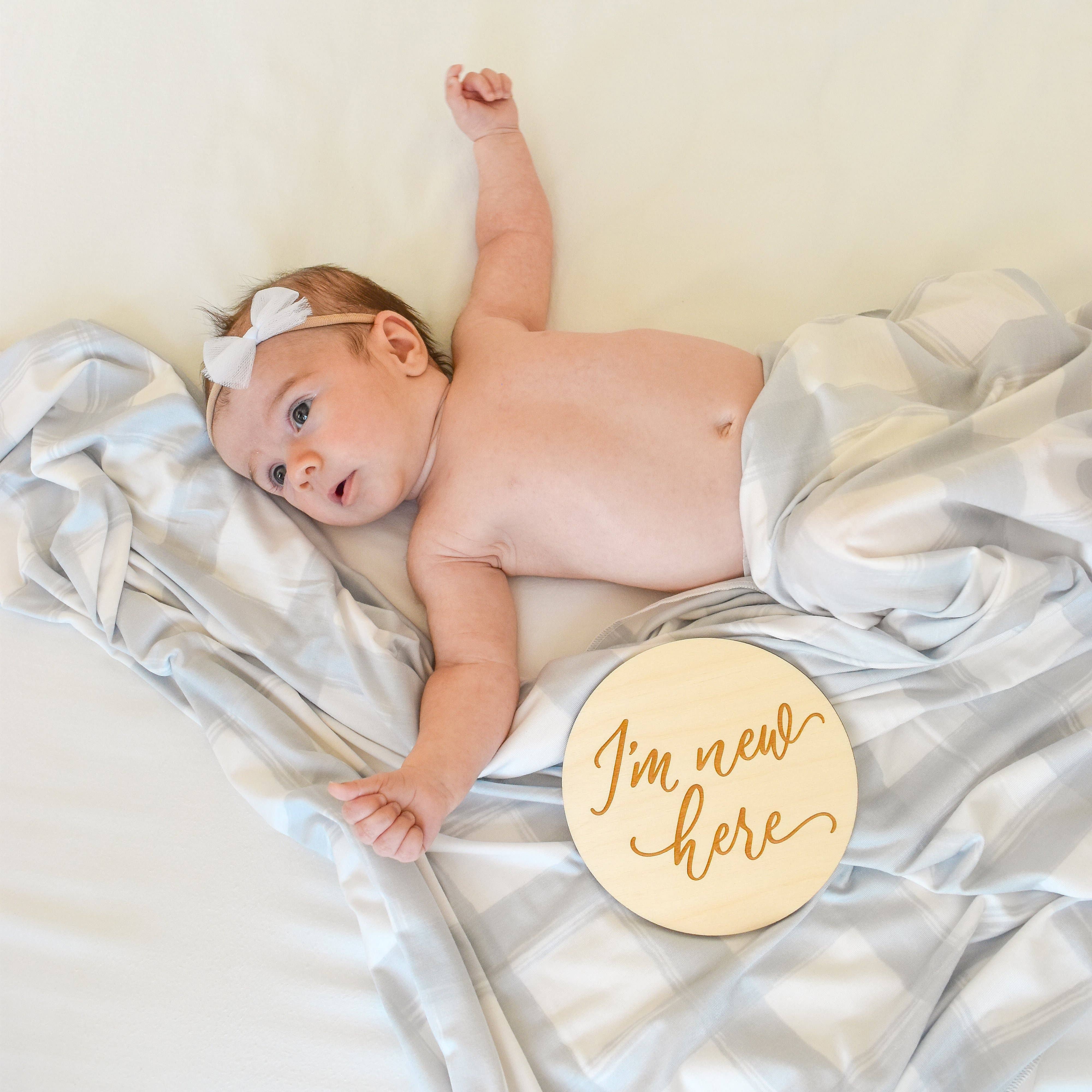 Village Baby - Wholesale Swaddle - Baby - Extra Soft Stretchy Knit Swaddle Blanket: French Gingham1