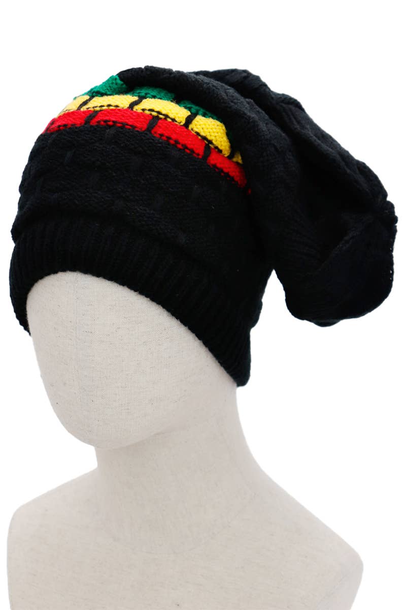 Cap Zone - Wholesale Beanie - Women's - Tri-Stripe Crochet Reggae Dreadlock Rasta Tam5