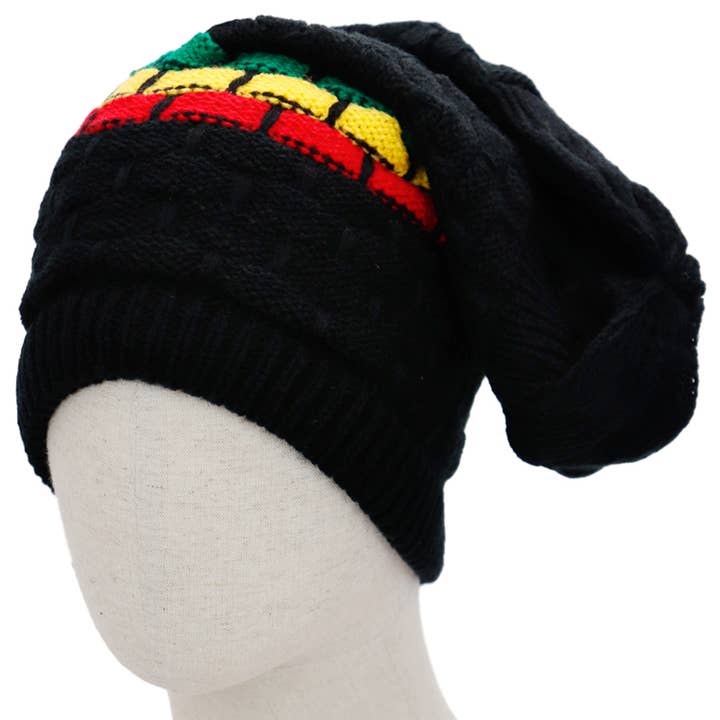 Cap Zone - Wholesale Beanie - Women's - Tri-Stripe Crochet Reggae Dreadlock Rasta Tam5