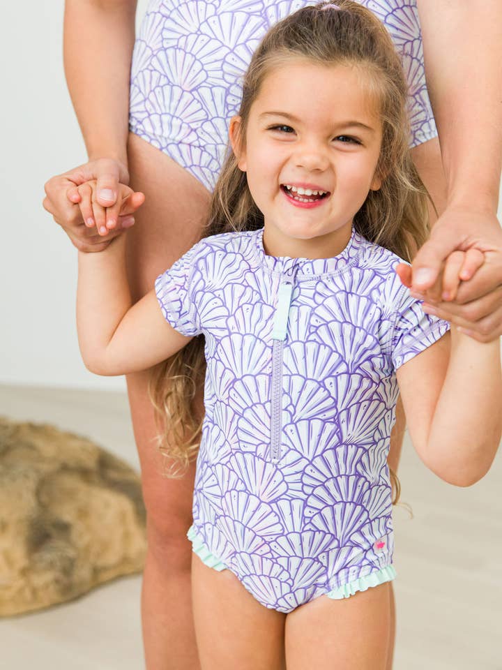 Purple Girls Magical Mermaid Short Sleeve Rash Guard One Piece Swimsuit
for wholesale on Faire