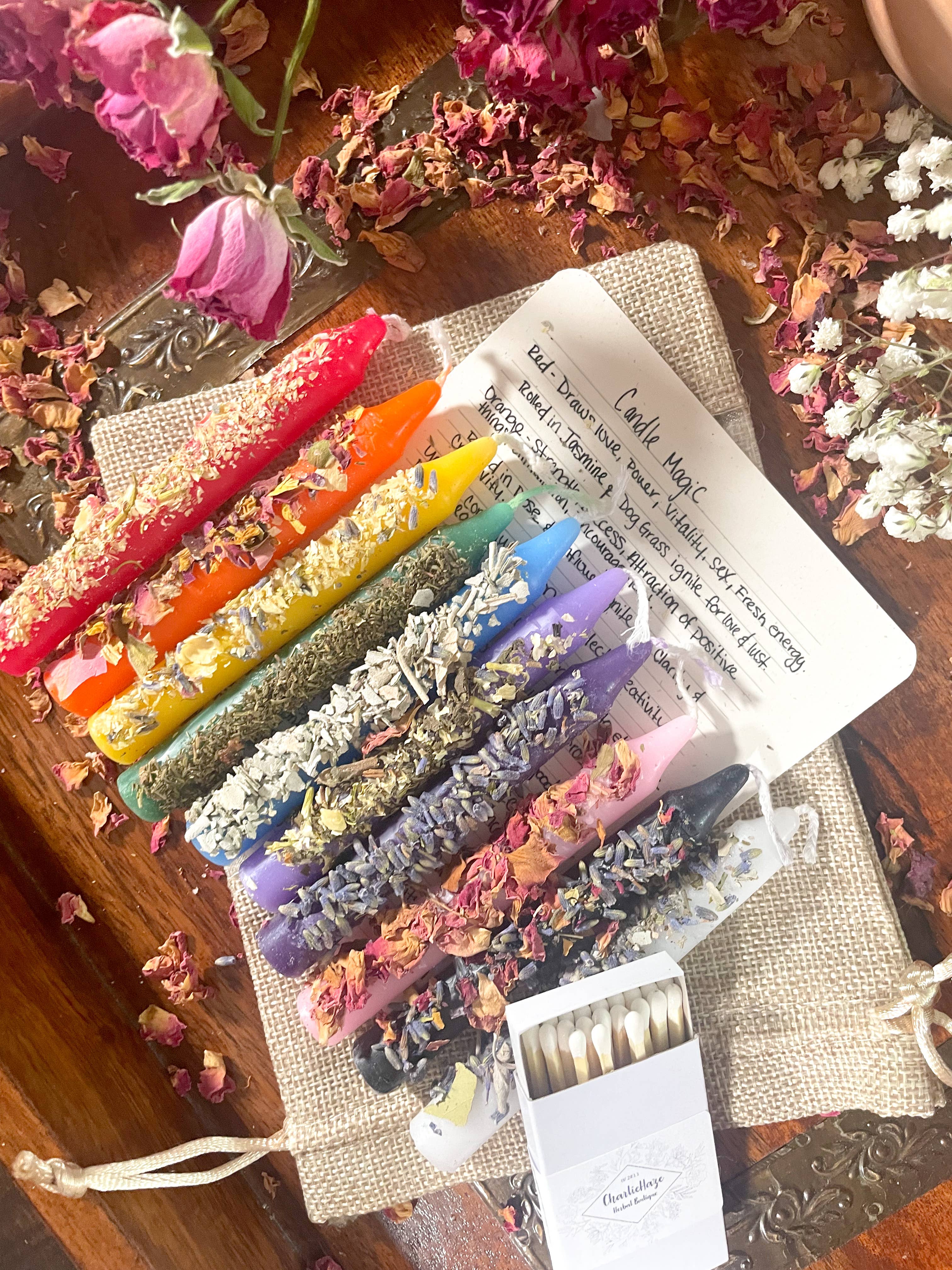 CharlieHaze - Wholesale Meditation Supplies - Ritual Herb Rolled Candles For Magic Spells5