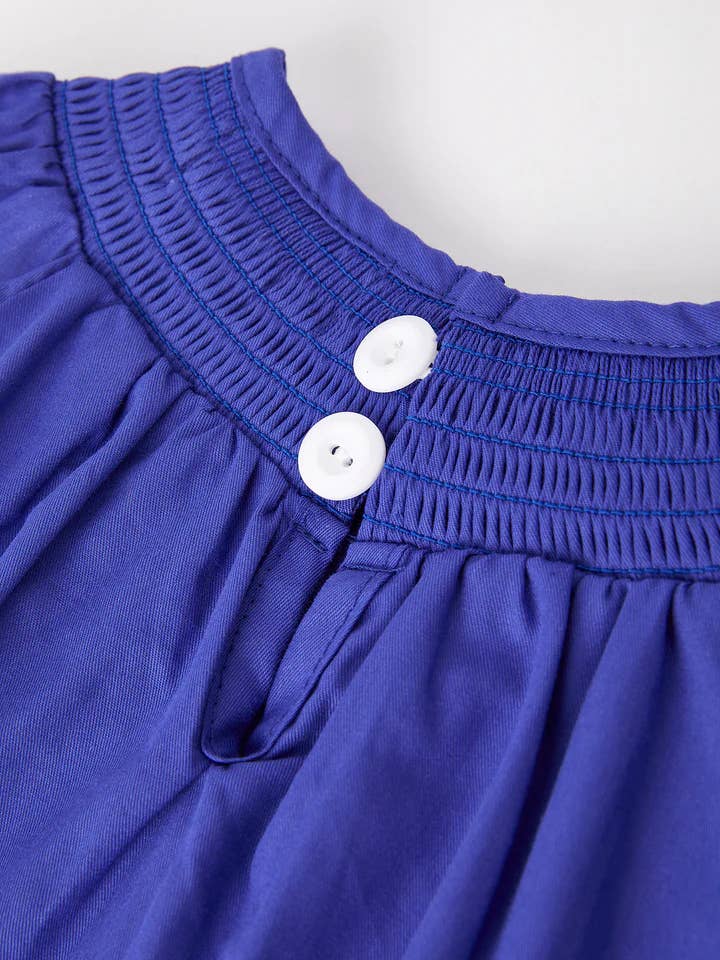 Rylee Faith Designs - Wholesale Jumpsuit - Baby - Back To School Apple Embroidery Blue Girls Romper