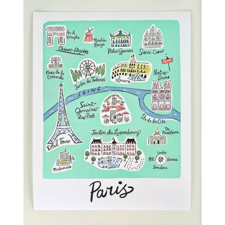 Little Desk Drawer - Wholesale Art Print - Paris Art Map Print