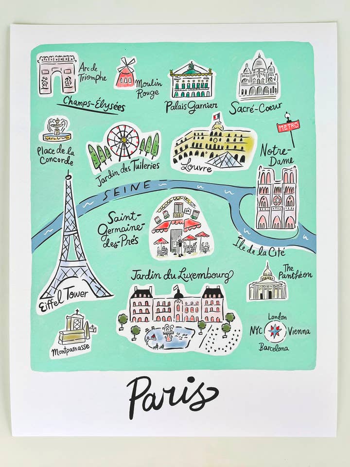 Impression de Carte d'Art de Paris pour la vente par Little Desk Drawer