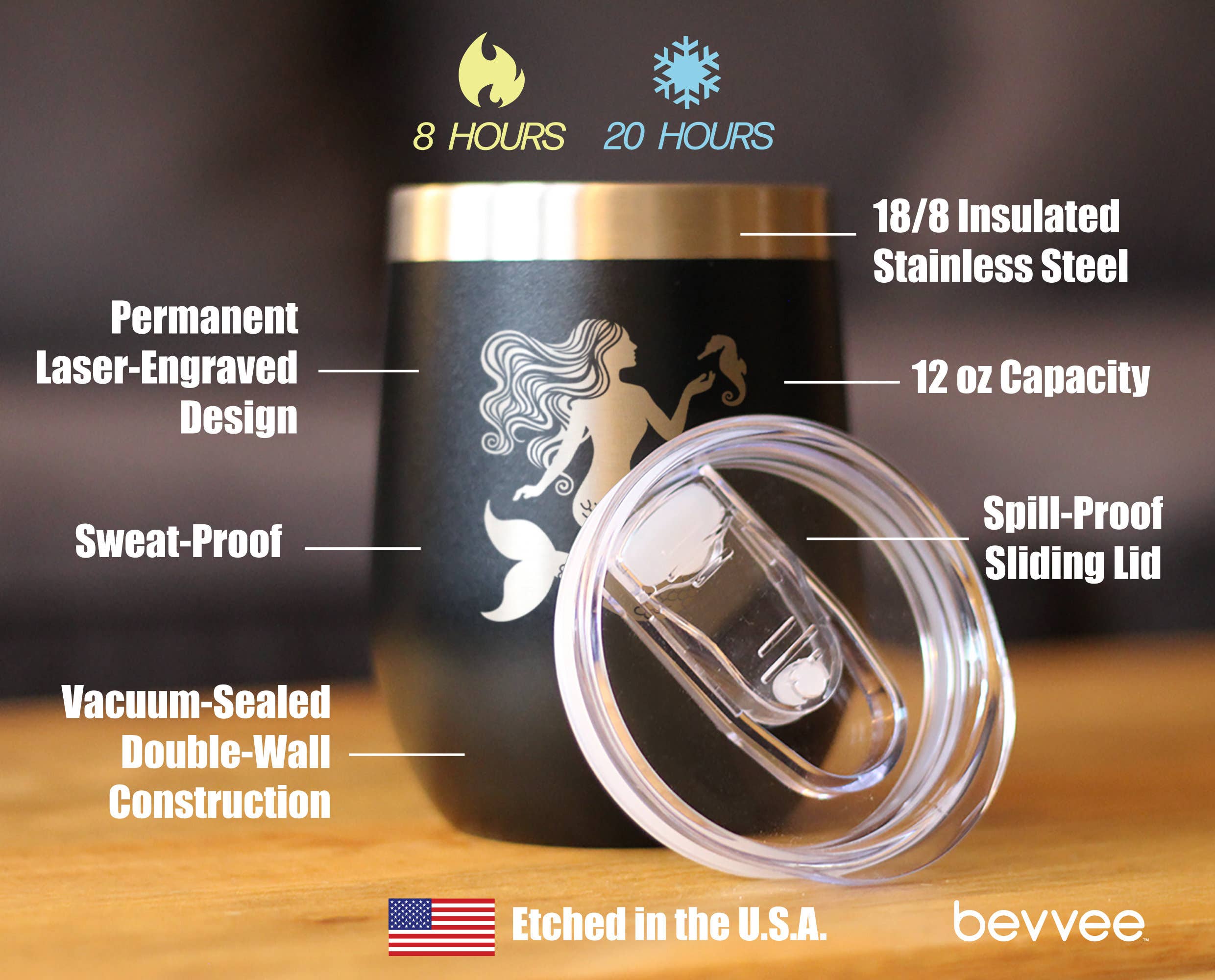 bevvee - Wholesale Insulated Mug/Tumbler - Mermaid Insulated Wine Tumbler - Beach Gifts and Decor5