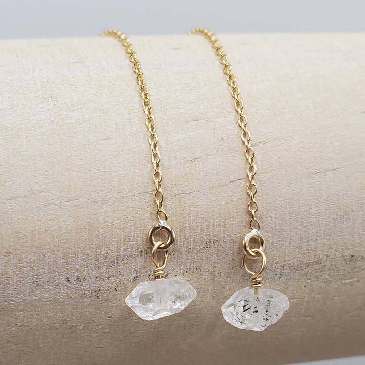 Raw Herkimer Diamond Threader oorbel voor wholesale door Tela Bella Jewelry