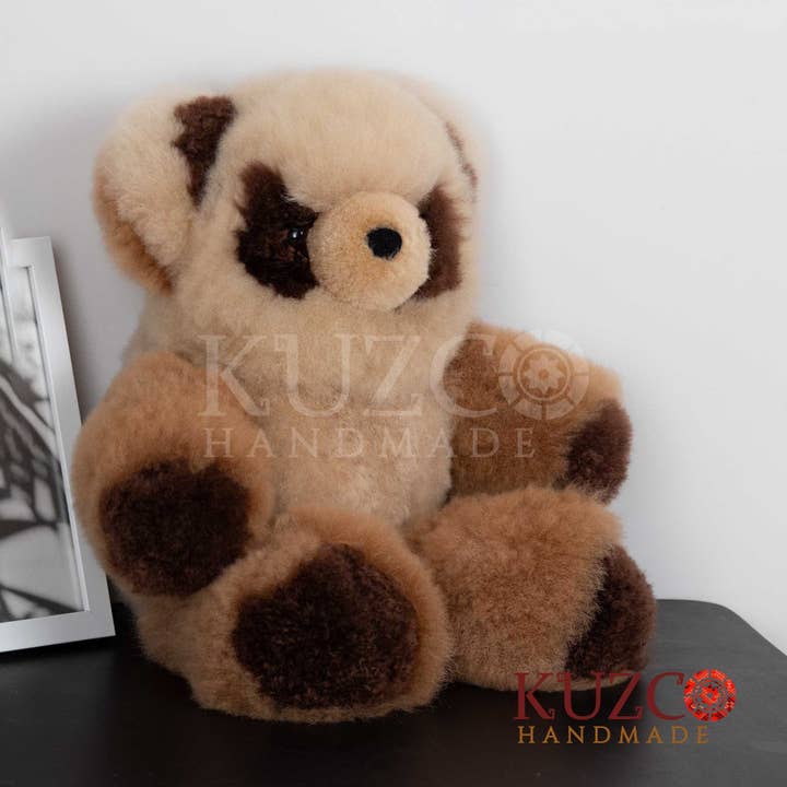 KuzcoHandmade - Vendita all'ingrosso Peluche - Bambini e neonati - Orsetto Panda Marrone Fatto a Mano – Pelliccia di Baby Alpaca