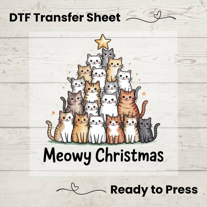 Meowy Christmas Cat Tree – DTF Transfer for wholesale by Enchanted Island Prints