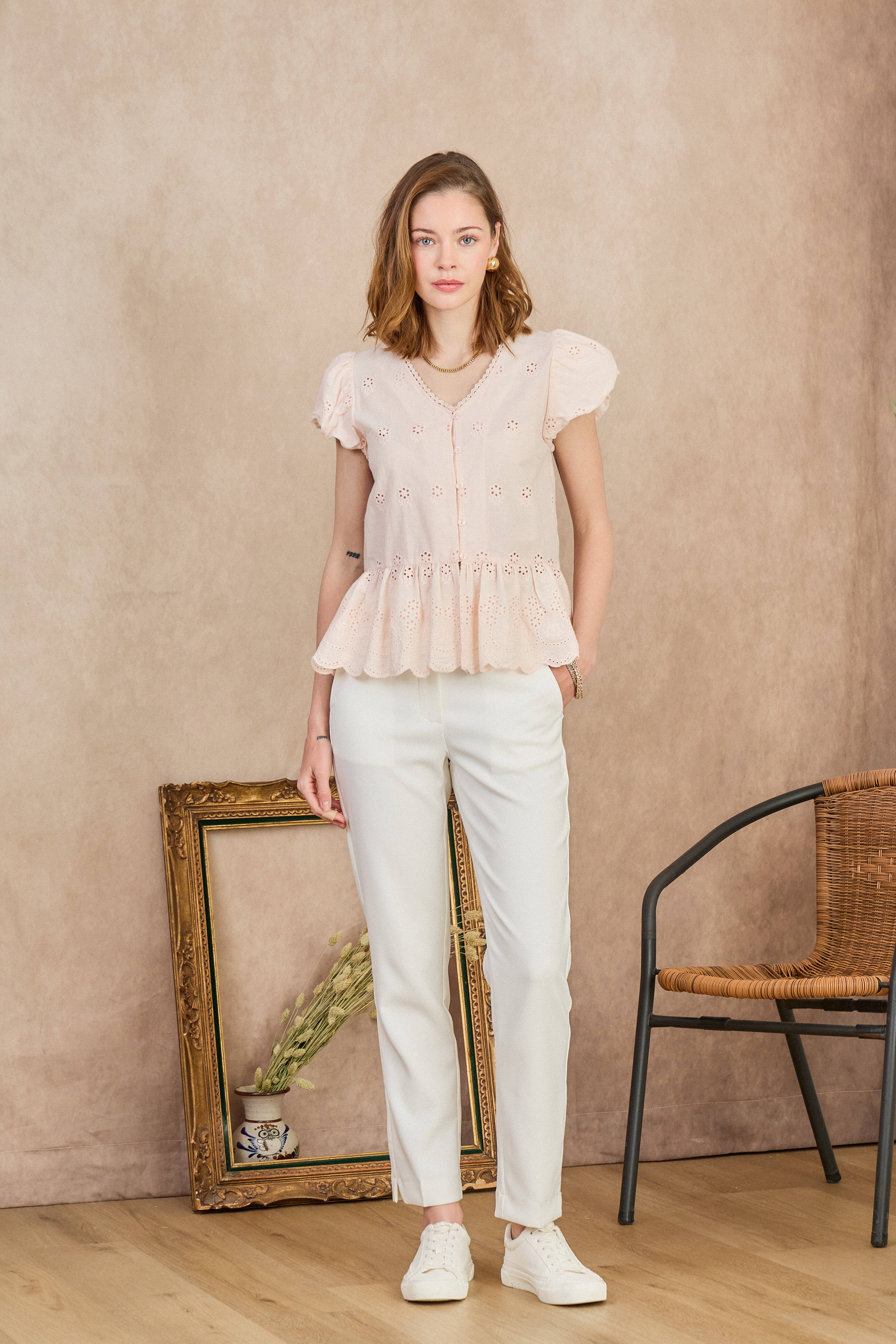 LULUMARY - Wholesale Button Down Shirt - Women's - Embroidered shirt CH3649