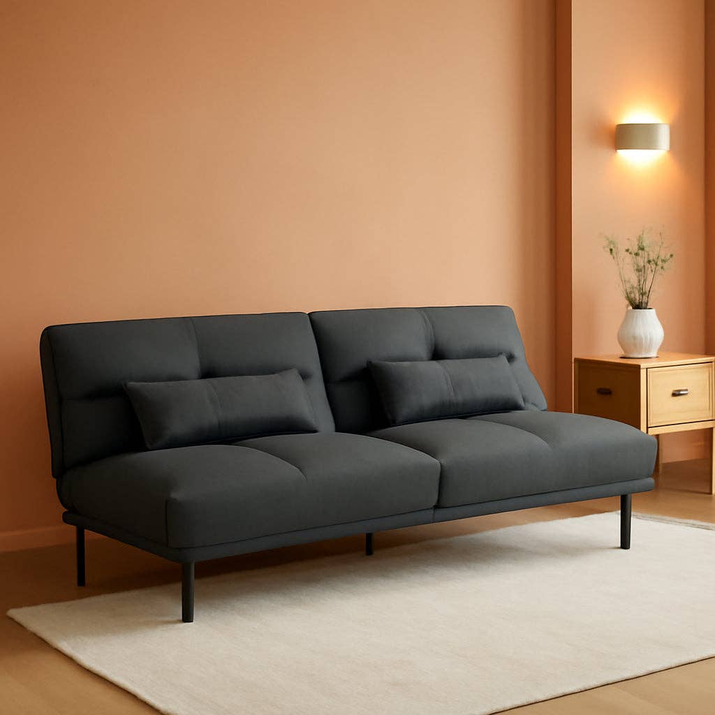 Black 68 Inch Convertible Futon Sofa Bed With Adjustable Backrest for wholesale on Faire0