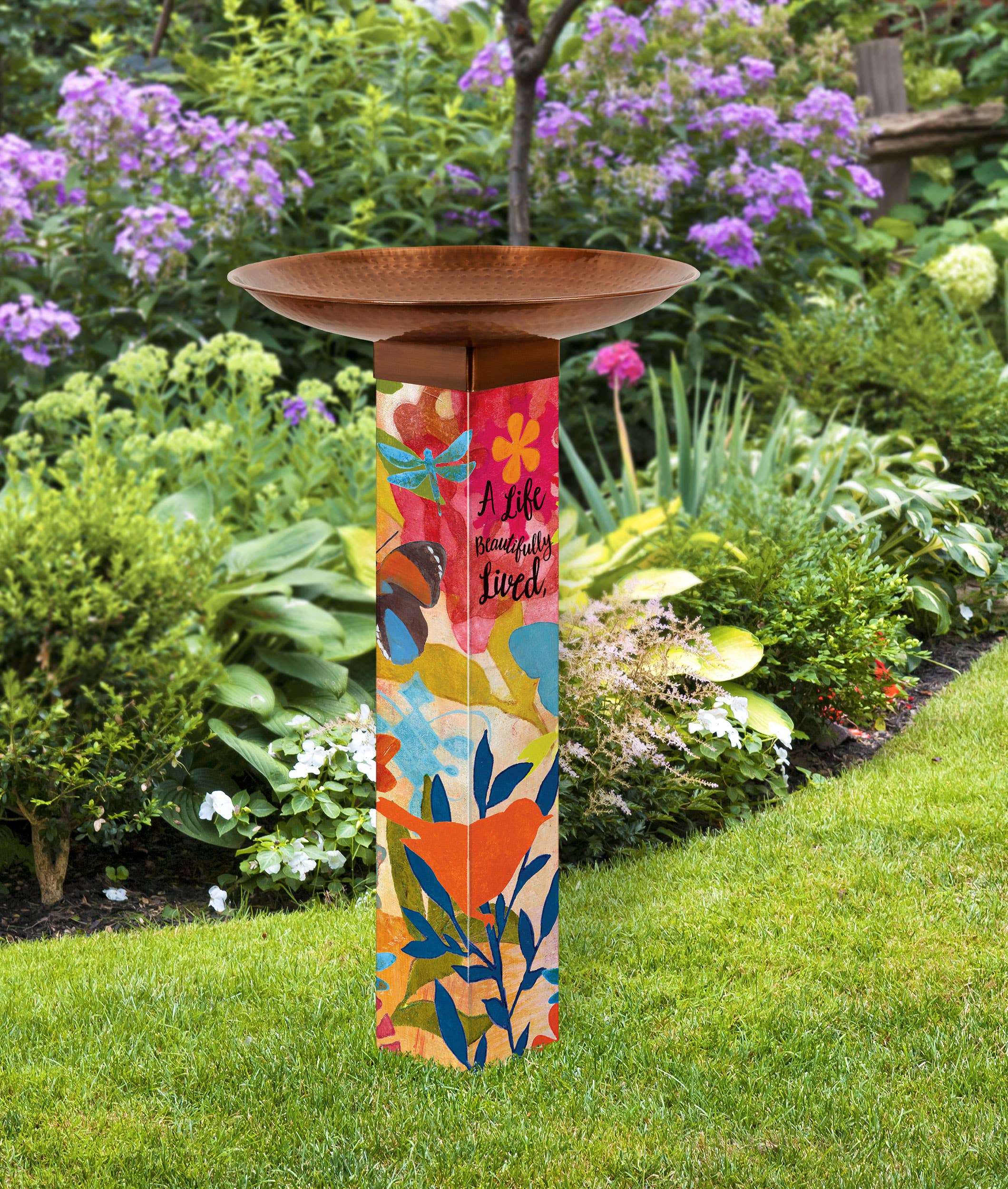 Studio M - Wholesale Bird Bath - Sentimental Journey Bird Bath Art Pole (Stainless Steel Top)1