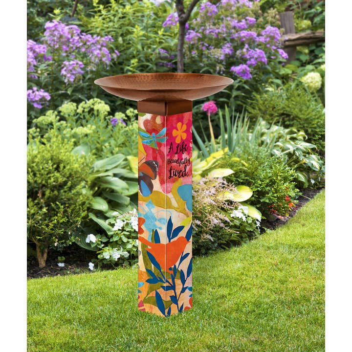 Studio M - Wholesale Bird Bath - Sentimental Journey Bird Bath Art Pole (Stainless Steel Top)1