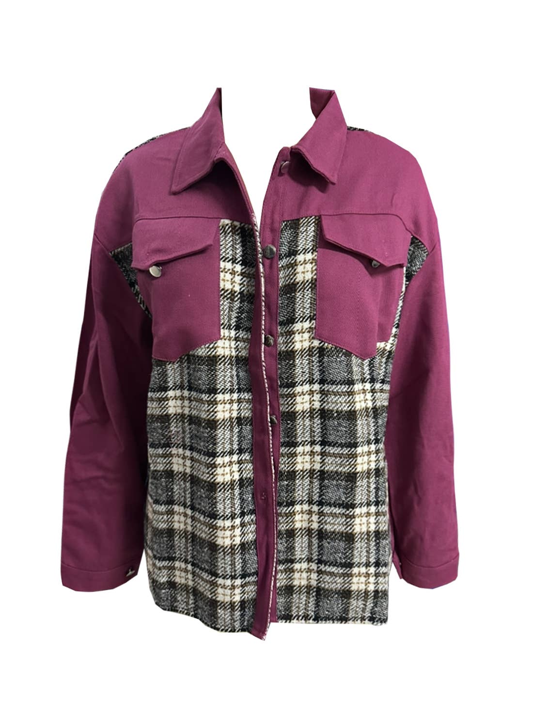 Rosa Clothing - Wholesale Shirt Jacket/Shacket - Women's - Long-Sleeved Plaid Button-Down Shirt Jacket9
