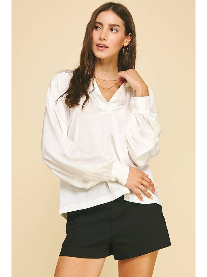 PINCH - Wholesale Blouse - Women's - V-NECK WOVEN BLOUSE TOP - 6183T2