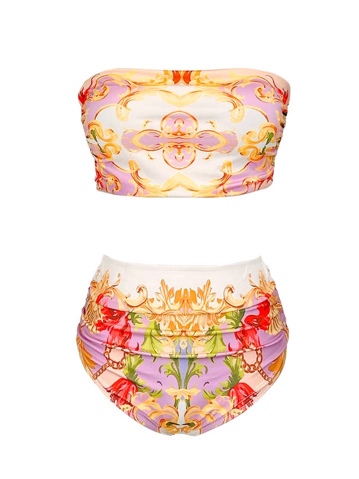 Her Bottari - Wholesale Two Piece Swimsuit - Women's - BC1117-SET_Summer Bandeau bikini swimsuit & cover up set