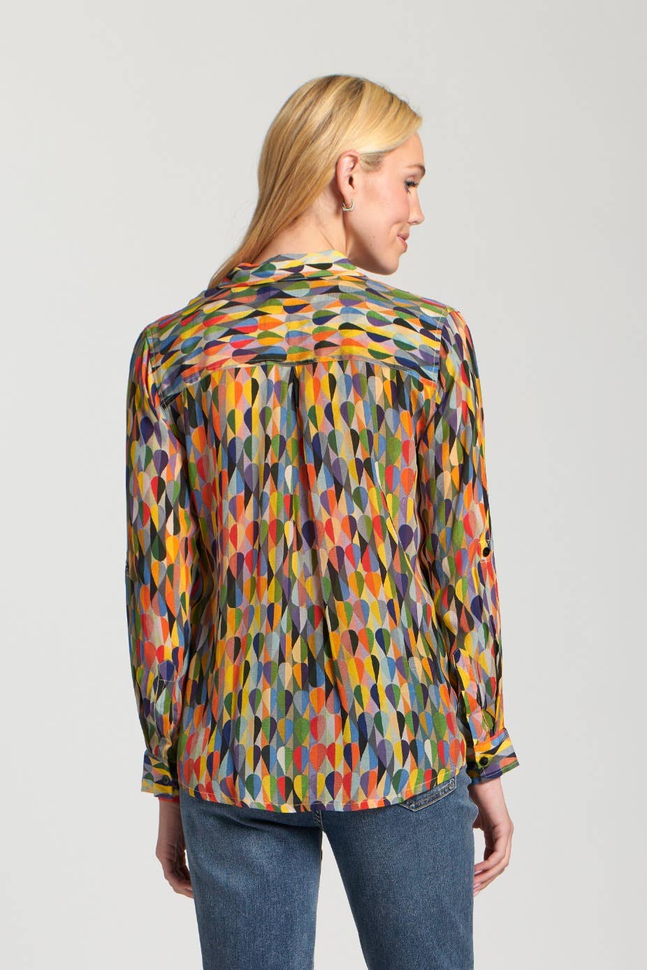 Vert olive Multi Chemise à manches retroussables - Vert olive multicolore en vente sur Faire3