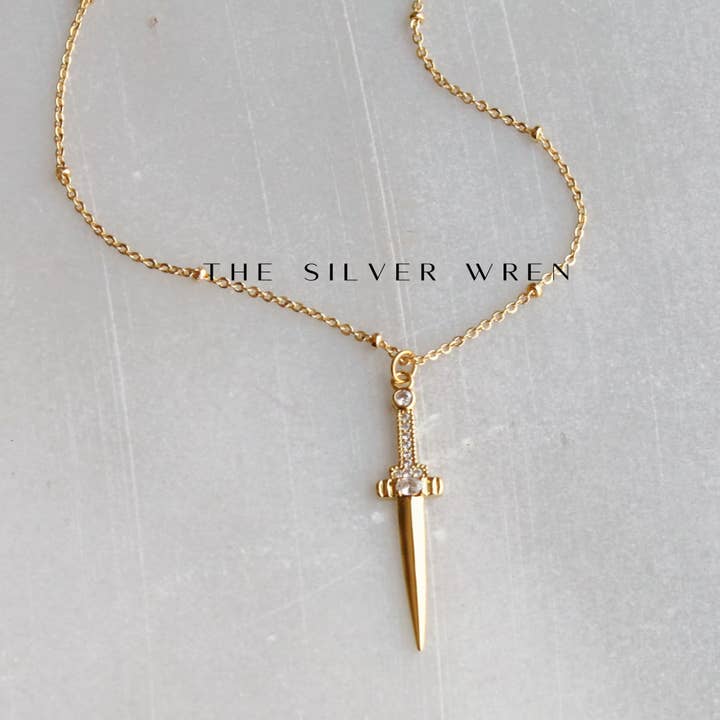 The Silver Wren - Wholesale Pendant/Charm Necklace - Gold Sword Pendant Necklace